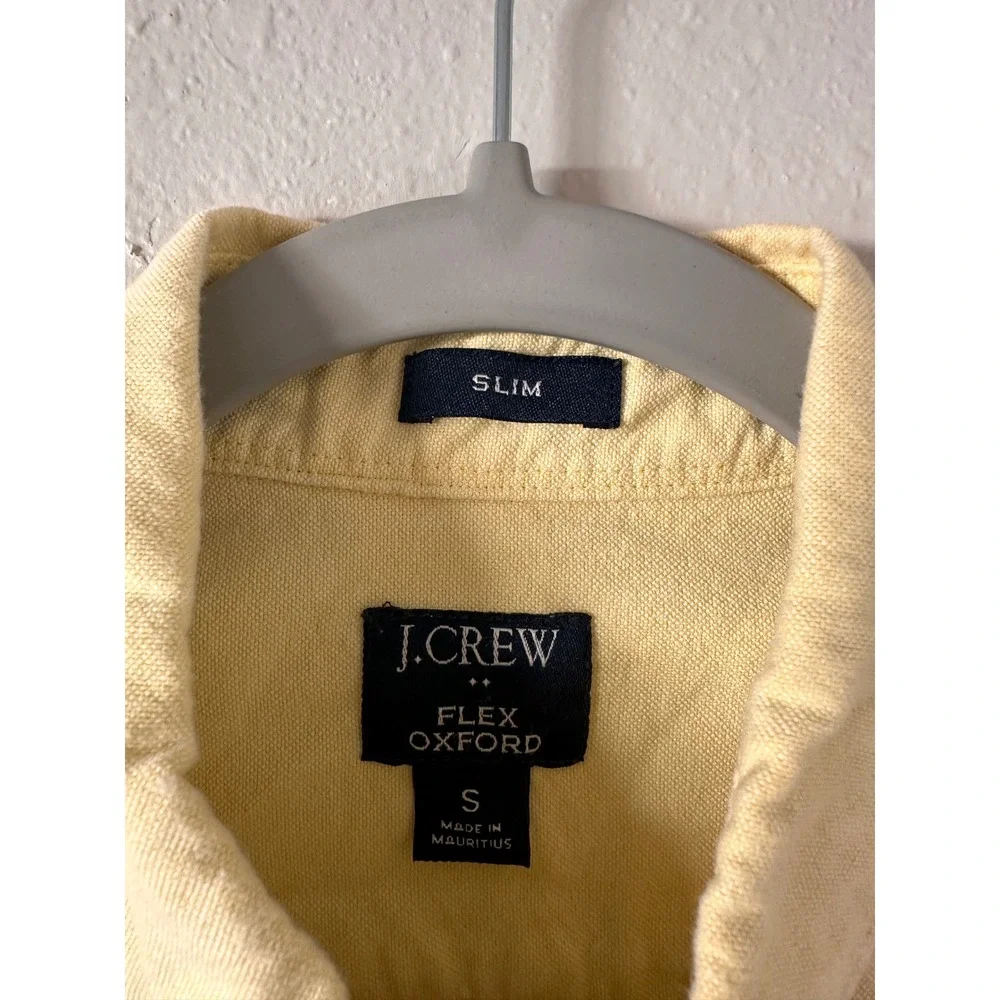 J. Crew Mens Flex Oxford Button Down Shirt Yellow Slim Fit Cotton Size S